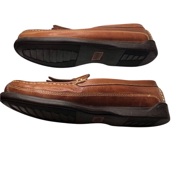 Borelli Andrew Mens 10M Brown Leather Basket Weave Tassel Loafers - Picture 4 of 6